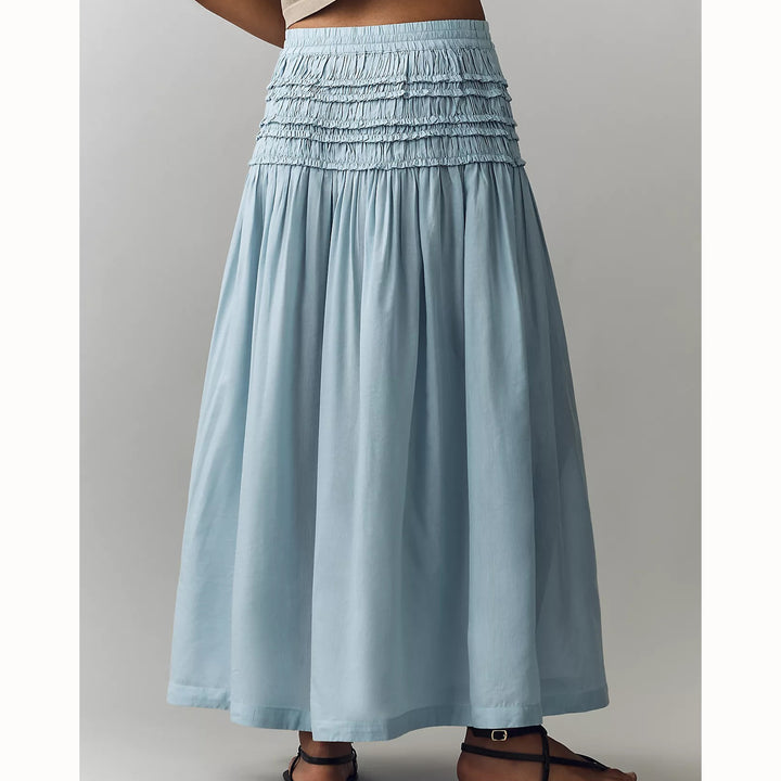 By Anthropologie Smocked Drawstring Midi Skirt