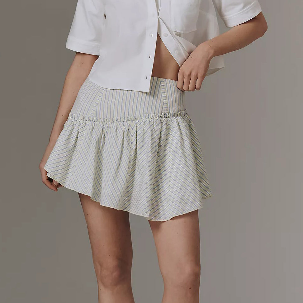 By Anthropologie Maeve Asymmetric Flounced Mini Skirt
