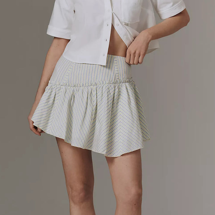 By Anthropologie Maeve Asymmetric Flounced Mini Skirt