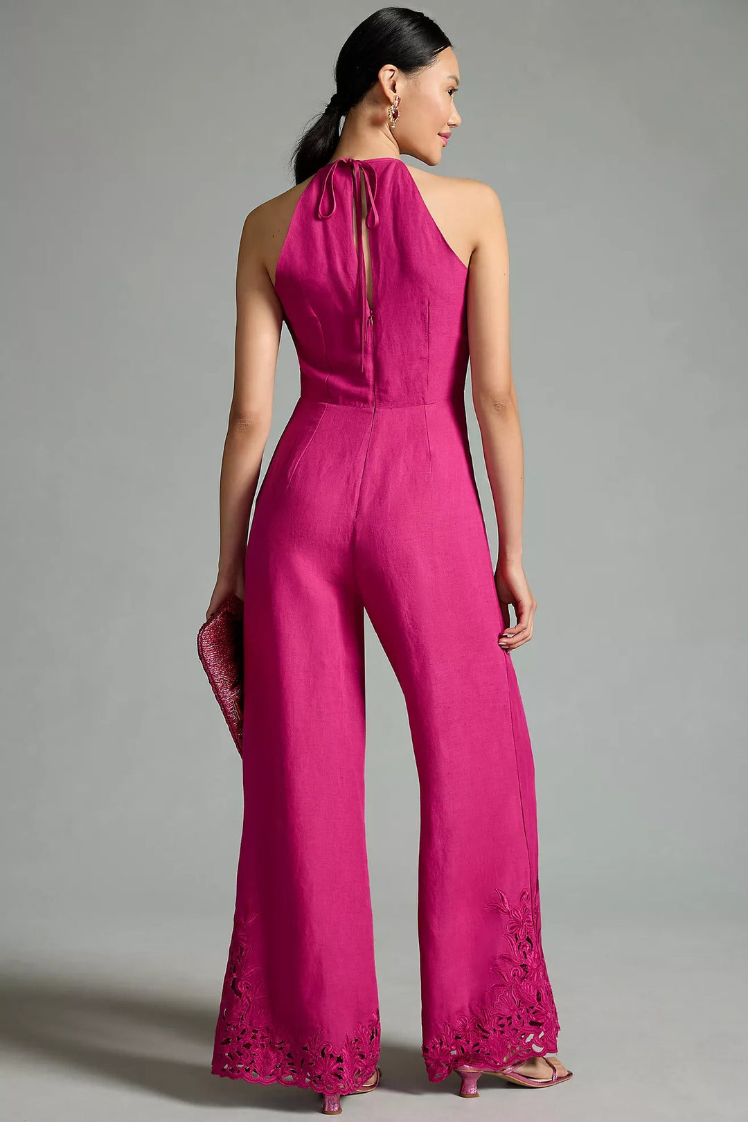 By Anthropologie Cutwork Linen Jumpsuit