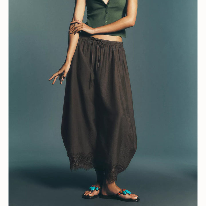 By Anthropologie Reverie Lace Trim Tapered Pants