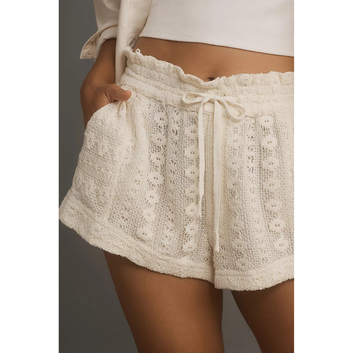 By Anthropologie Lace Tie-Waist Shorts