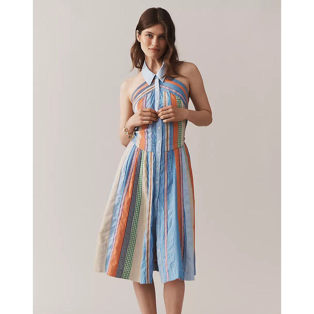 By Anthropologie Maeve Collared Halter Shirt Dress