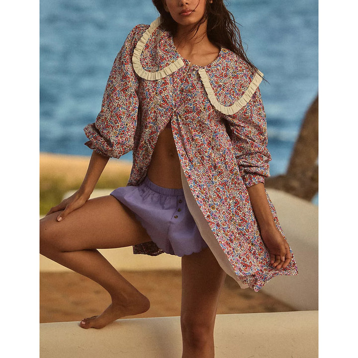 By Anthropologie Long-Sleeve Collared Mini Dress