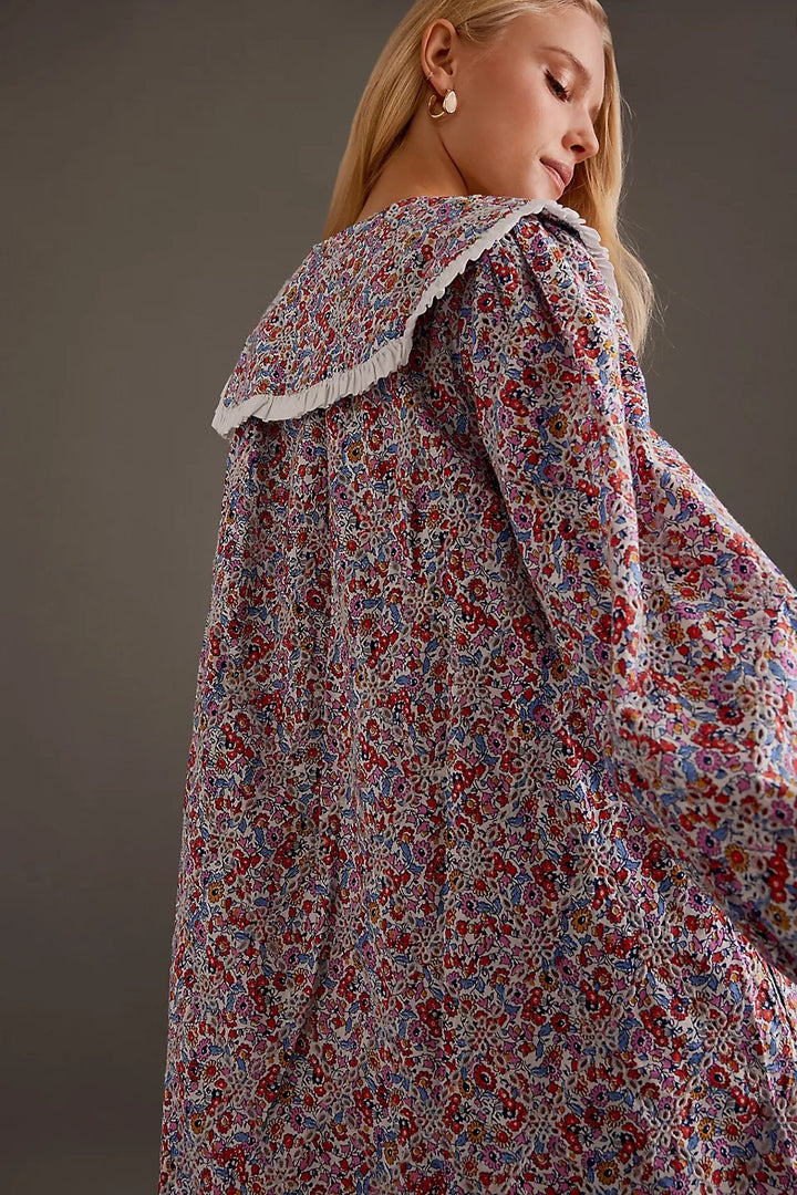 By Anthropologie Long-Sleeve Collared Mini Dress