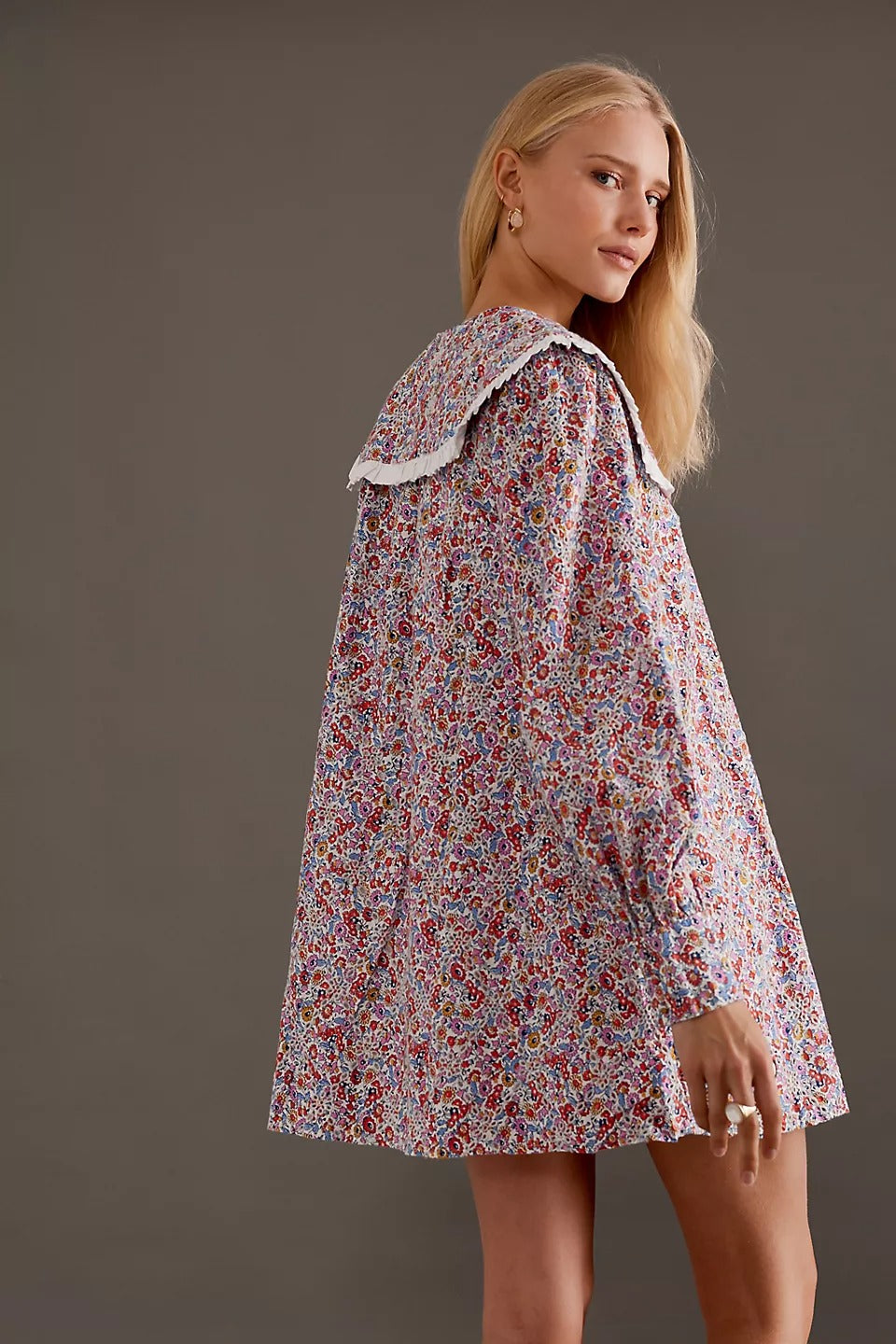 By Anthropologie Long-Sleeve Collared Mini Dress