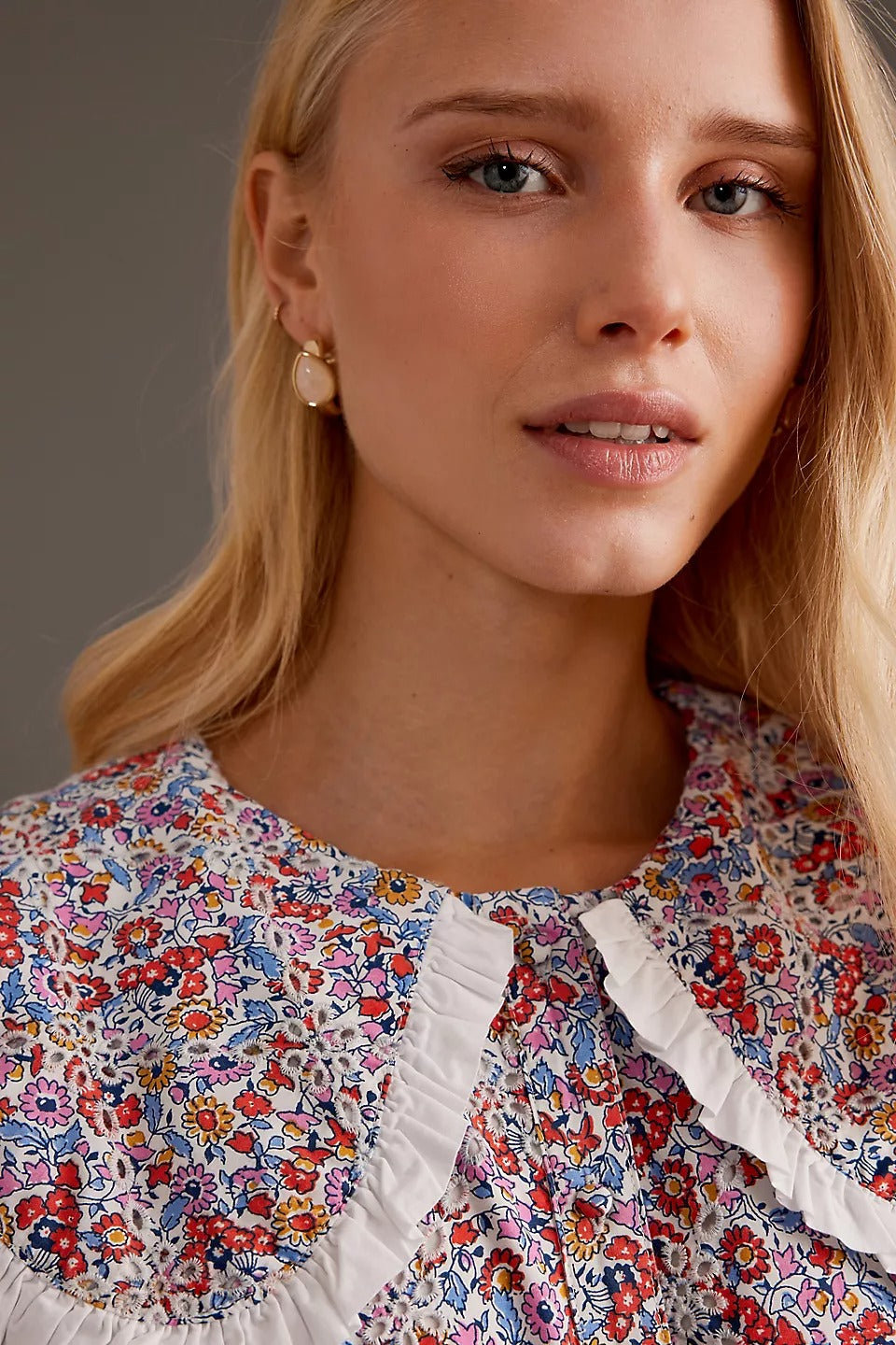 By Anthropologie Long-Sleeve Collared Mini Dress