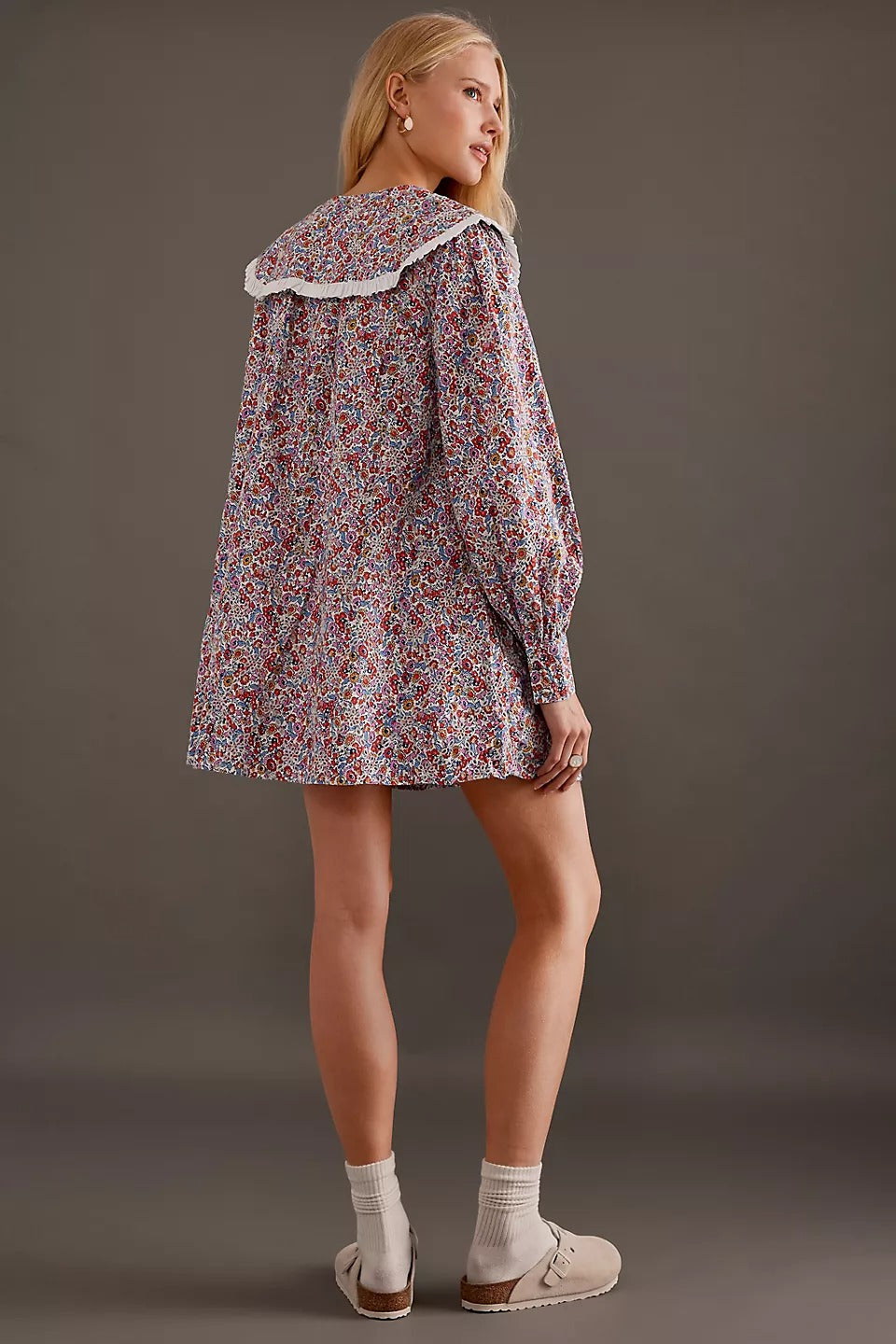 By Anthropologie Long-Sleeve Collared Mini Dress