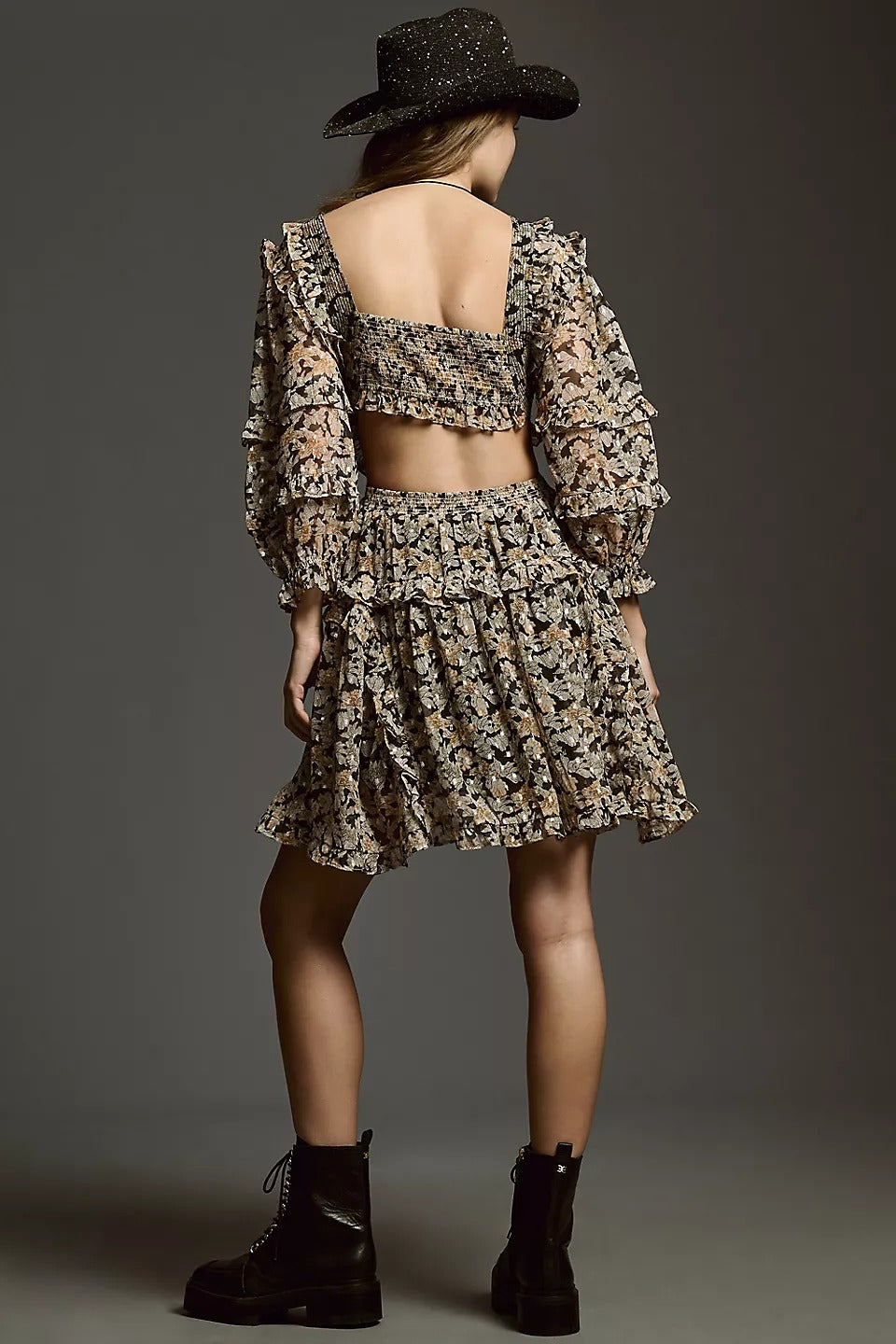 By Anthropologie V-Neck Ruffle Cutout Dress