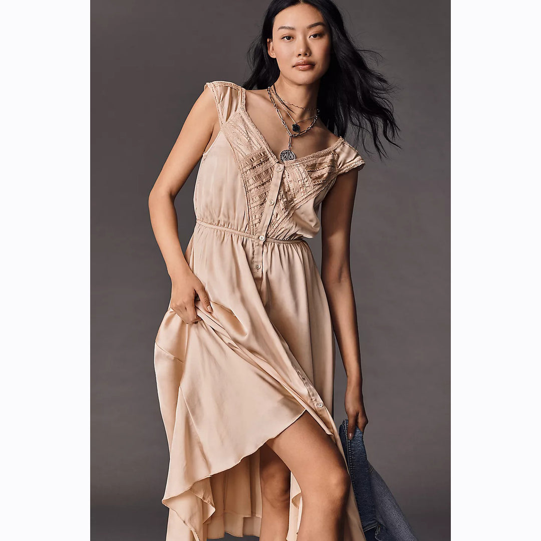 By Anthropologie Sleeveless Hanky-Hem Midi Dress White Chocolate Couture By Anthropologie Sleeveless Hanky-Hem Midi Dress White Chocolate Couture