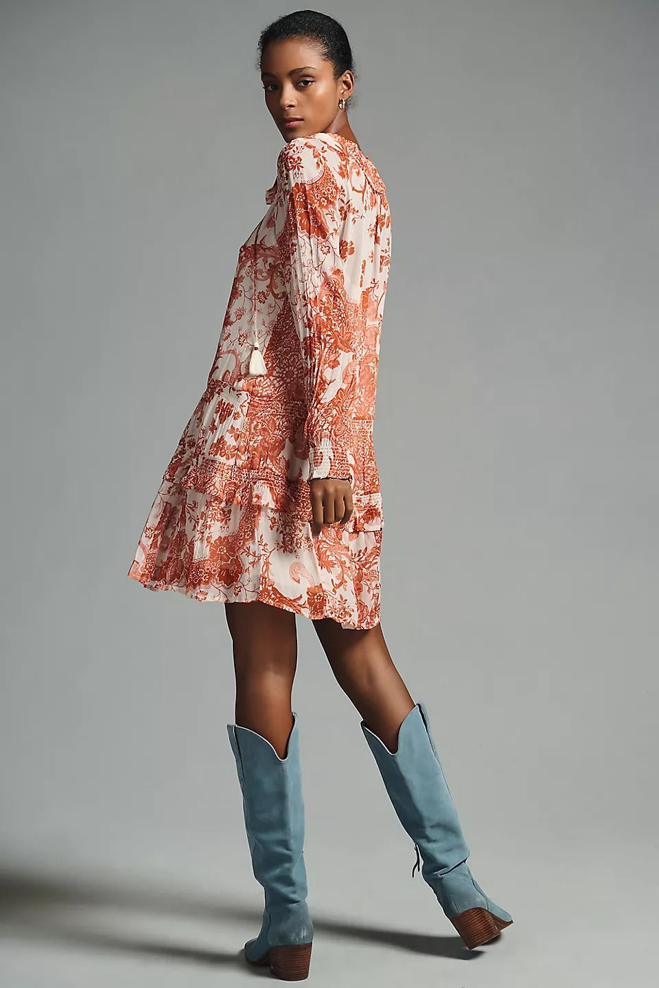 Anthropologie The Marais Printed Chiffon Mini Dress