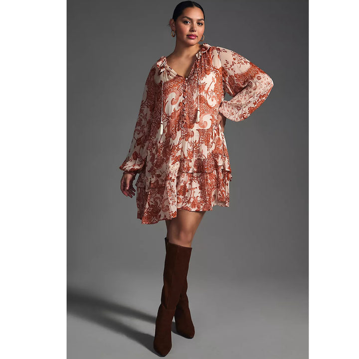 Anthropologie The Marais Printed Chiffon Mini Dress