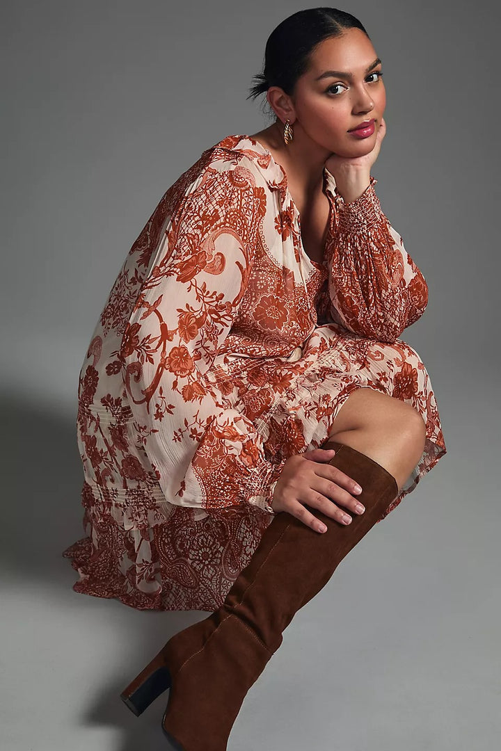 Anthropologie The Marais Printed Chiffon Mini Dress