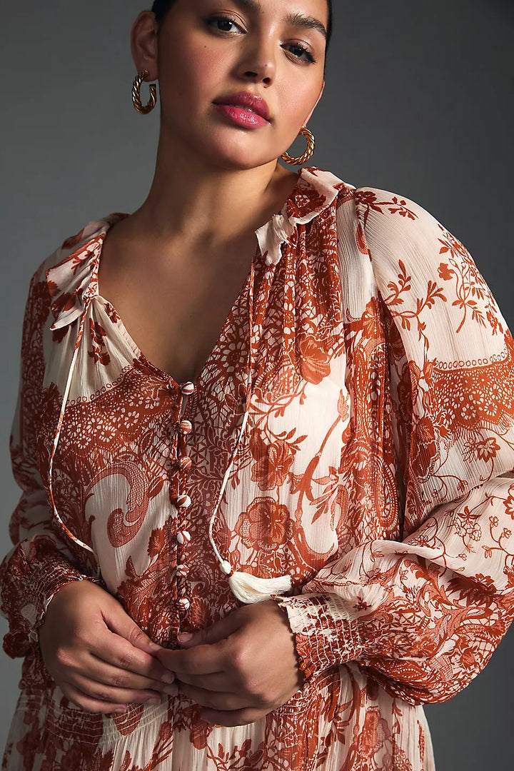 Anthropologie The Marais Printed Chiffon Mini Dress