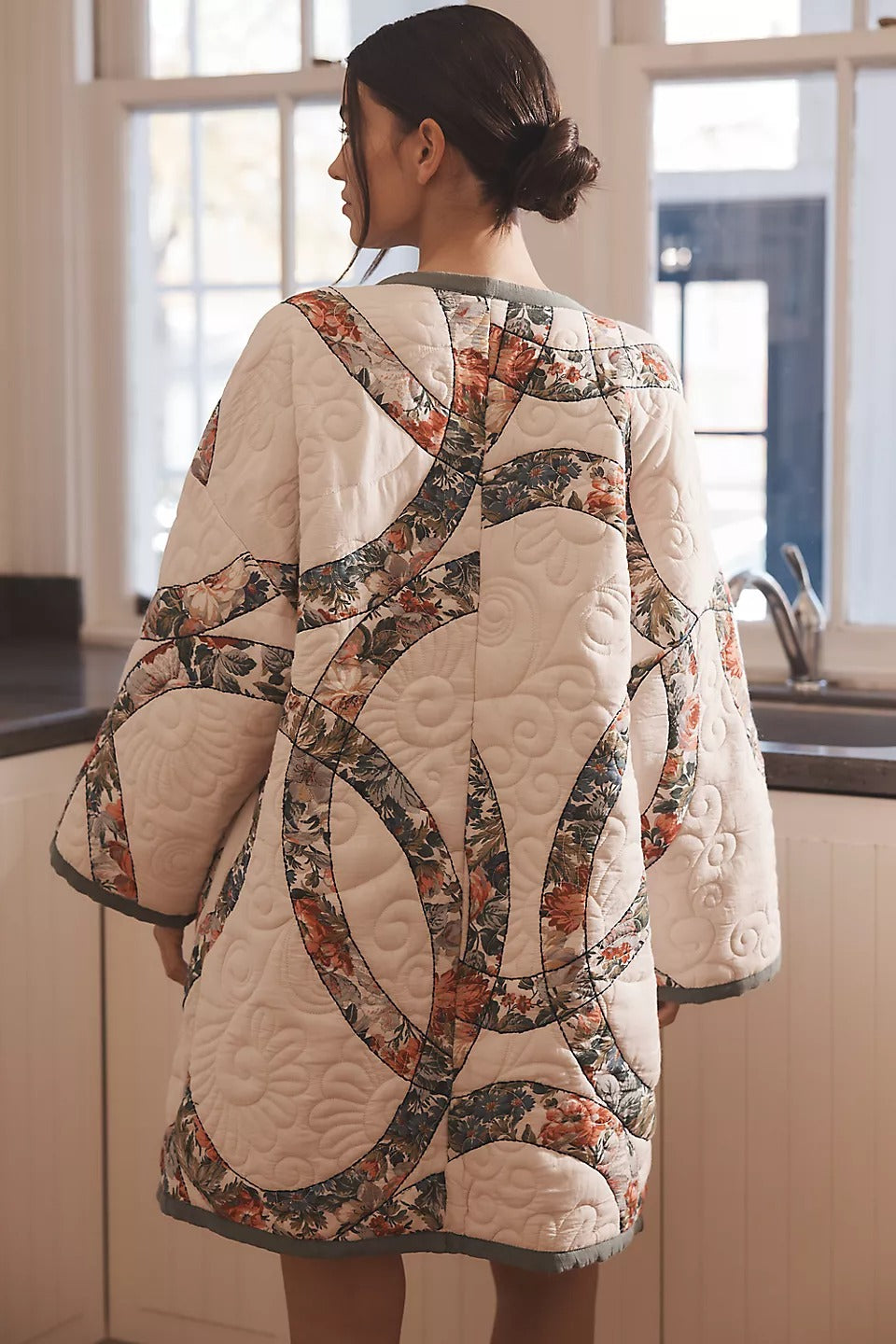 By Anthropologie Quilted Robe Jacket Top