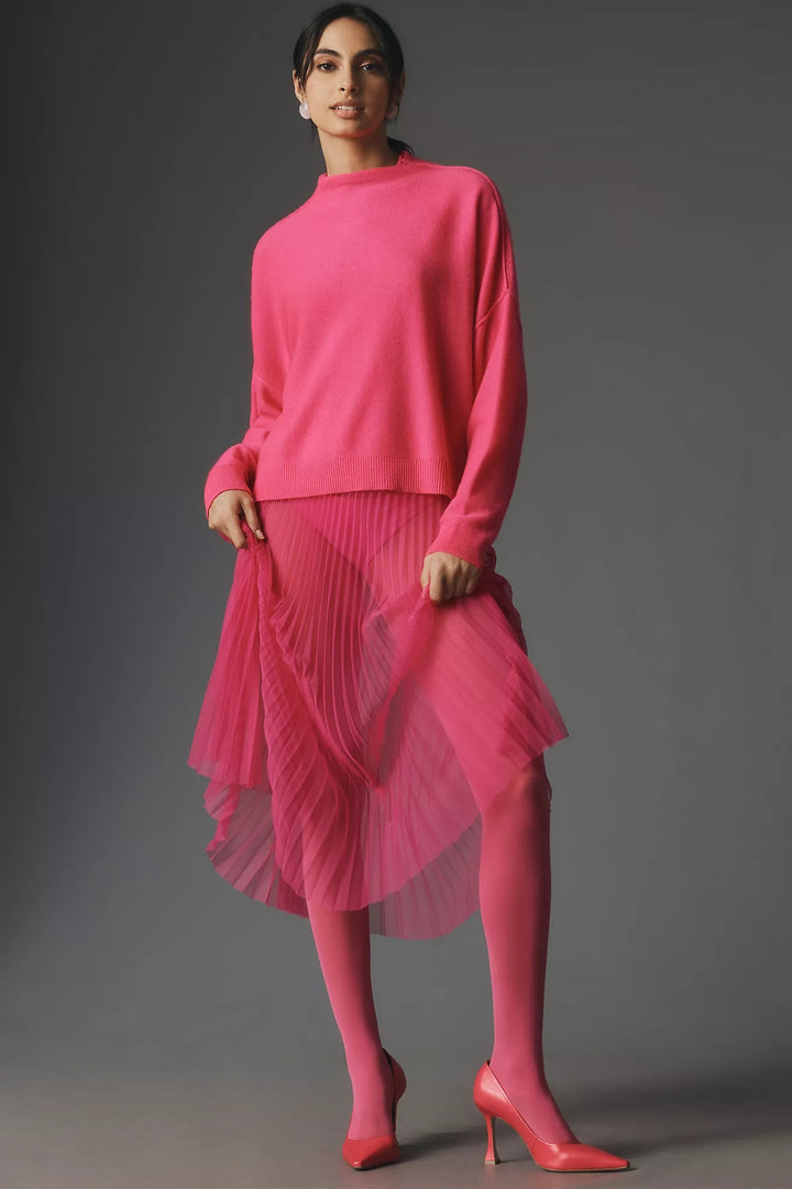 By Anthropologie Sunburst Pleated Sheer Midi Skirt
