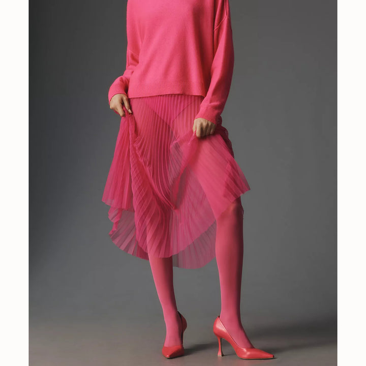 By Anthropologie Sunburst Pleated Sheer Midi Skirt