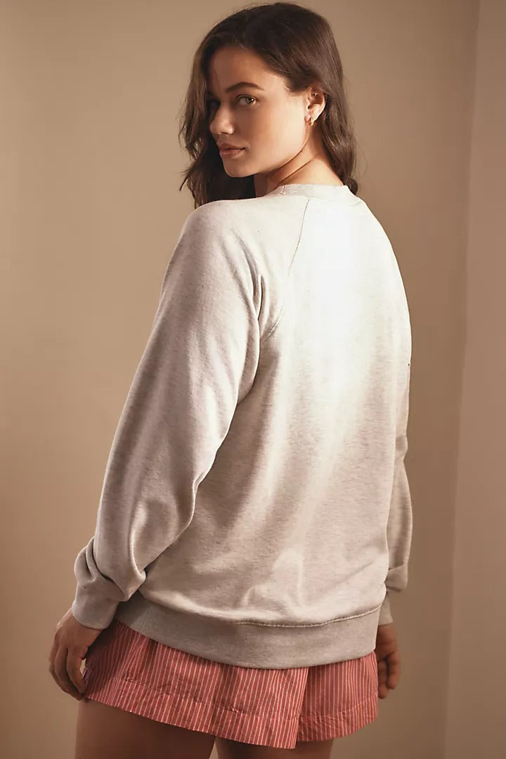 By Anthropologie Crew-Neck Graphic Sweatshirt Top