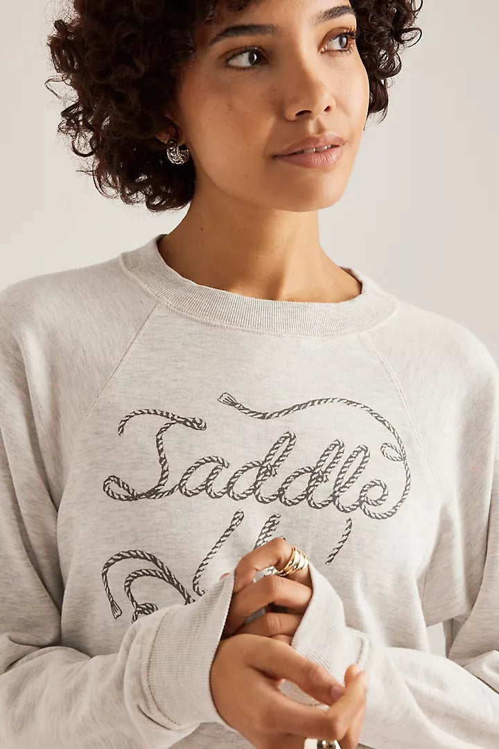 By Anthropologie Crew-Neck Graphic Sweatshirt Top