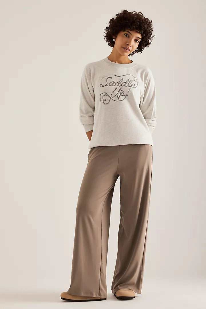 By Anthropologie Crew-Neck Graphic Sweatshirt Top