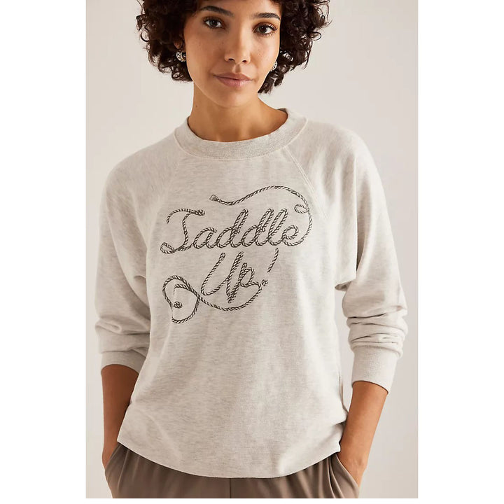 By Anthropologie Crew-Neck Graphic Sweatshirt Top