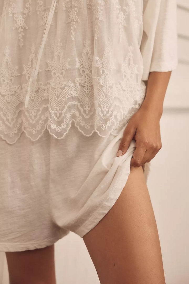 Anthropologie LyreBird Cotton Lace Twofer Romper