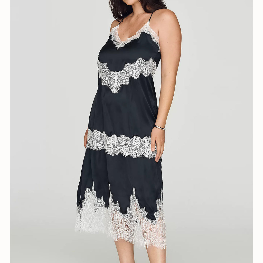 By Anthropologie LyreBird Floral Lace Slip Midi Dress