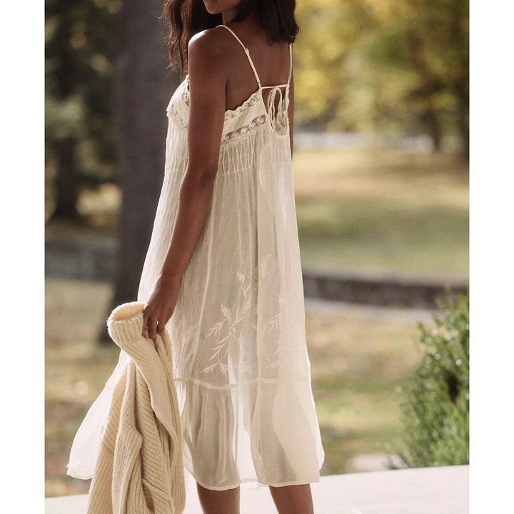 Anthropologie LyreBird Pleated Chiffon Midi Slip Dress