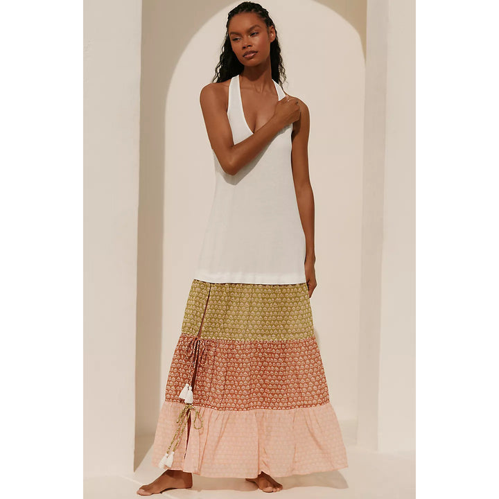 By Anthropologie Celandine Sleeveless Scoop-Neck Tiered Maxi Dress
