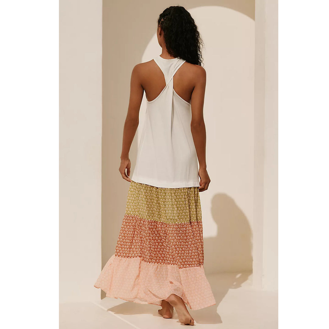 By Anthropologie Celandine Sleeveless Scoop-Neck Tiered Maxi Dress