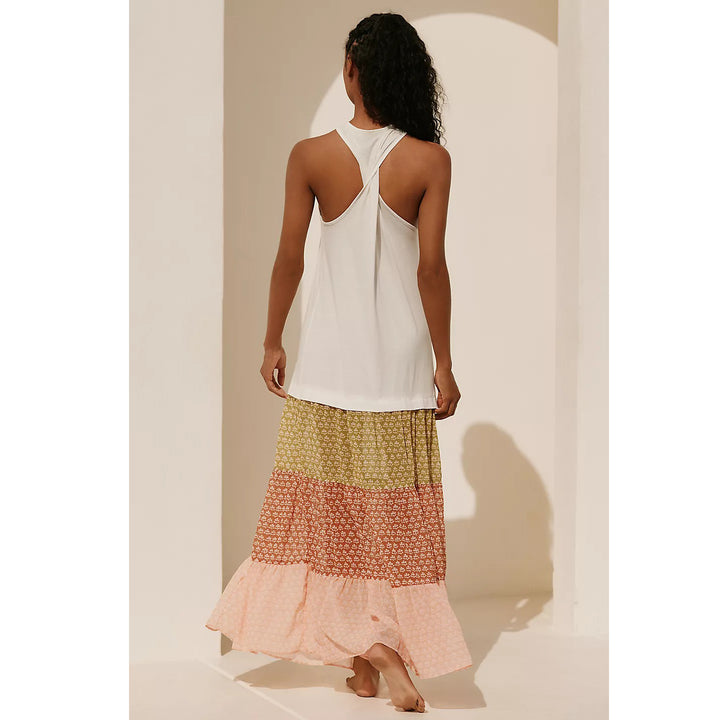 By Anthropologie Celandine Sleeveless Scoop-Neck Tiered Maxi Dress