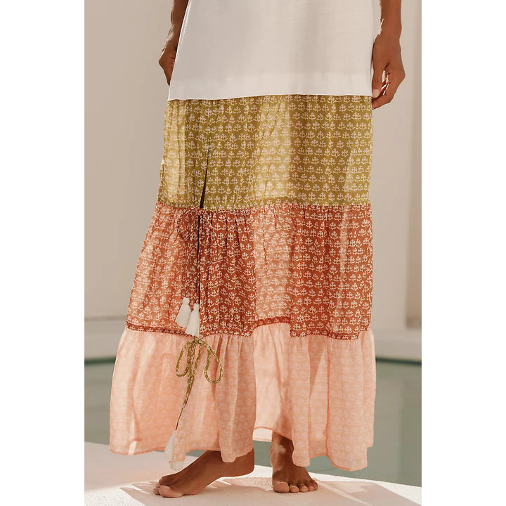 By Anthropologie Celandine Sleeveless Scoop-Neck Tiered Maxi Dress