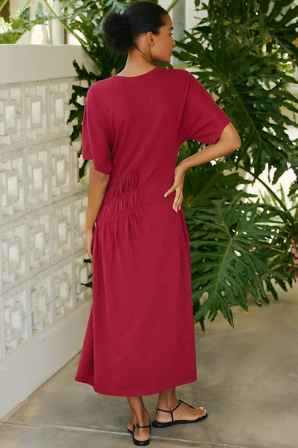 Anthropologie Celandine Cotton Crew Neck T-Shirt Midi Dress