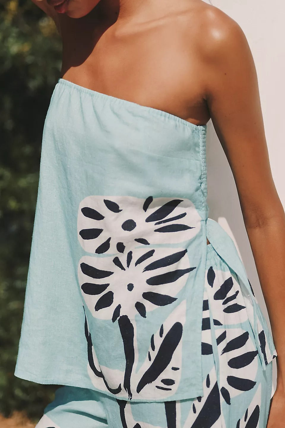 Anthropologie Suzanne Lustig x Celandine Linen Blend Strapless Top