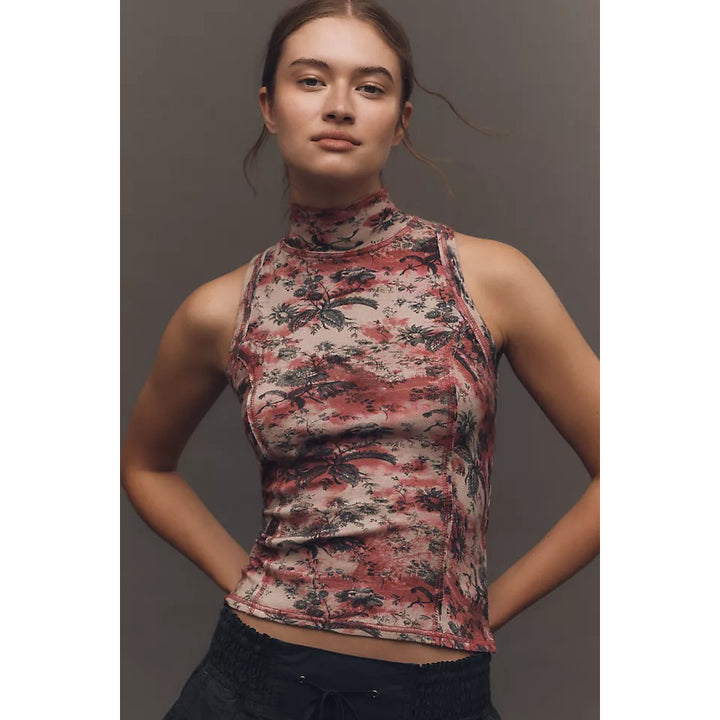 Anthropologie Pilcro Printed Turtleneck Tank Top