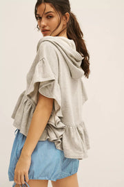 Daily Practice by Anthropologie Short-Sleeve Ruffled Sweatshirt Top