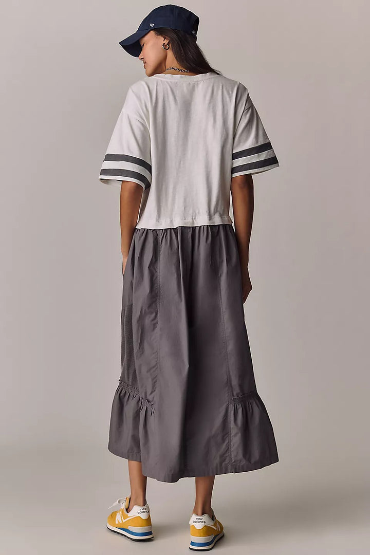 Daily Practice Anthropologie Striped Print Maxi Shirt Dress