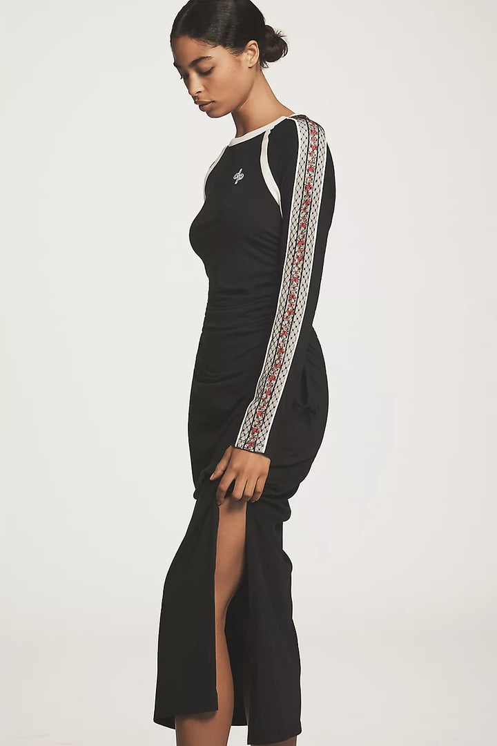 Anthropologie Daily Practice Long-Sleeve Ruched Midi Dress