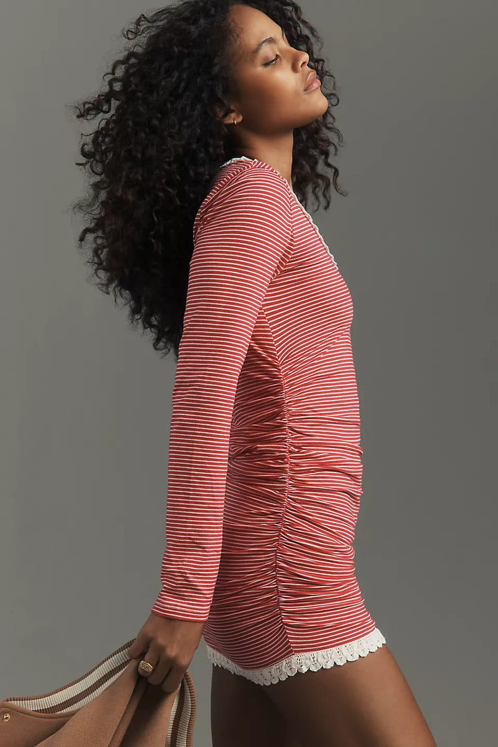 Daily Practice By Anthropologie Long-Sleeve Lace-Up Mini Dress