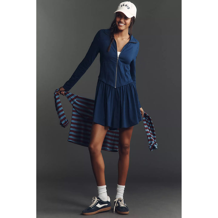 Daily Practice By Anthropologie Taylor Long-Sleeve Zip-Front Mini Dress