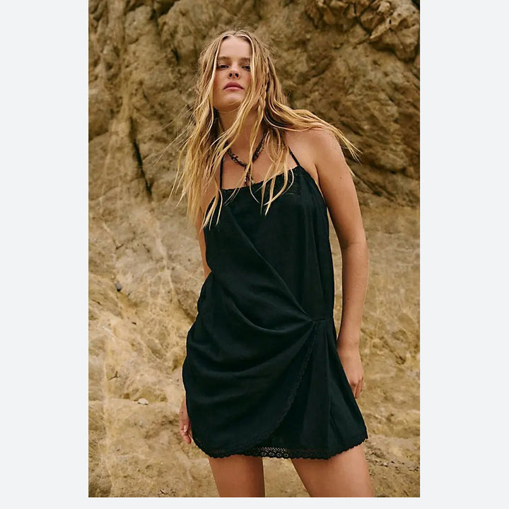 Free People Free-est Sandshell Linen Sunburst Mini Dress