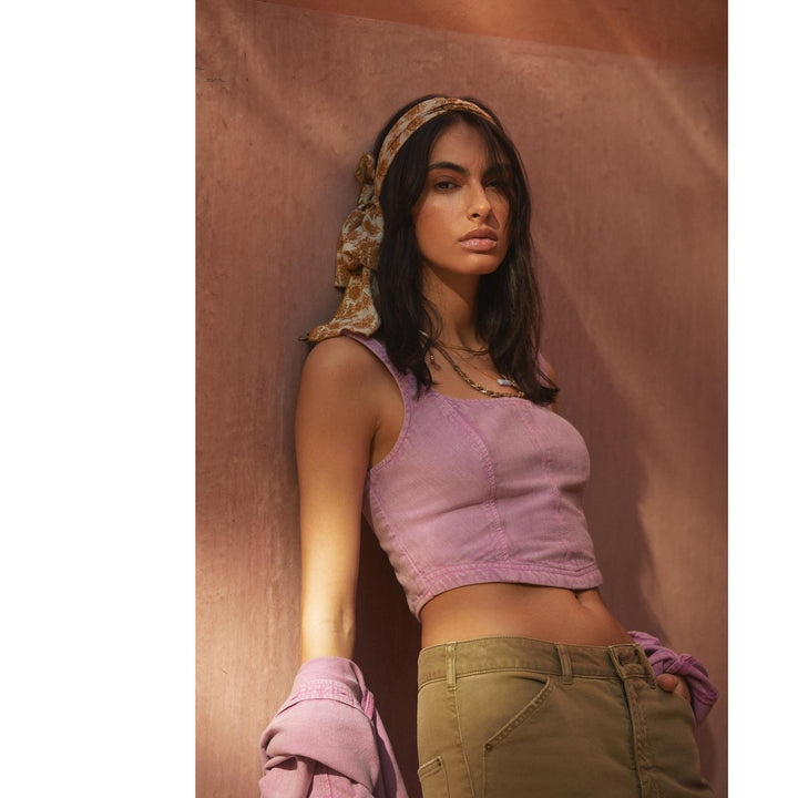 Pilcro Anthropologie Corset Tank Cropped Top