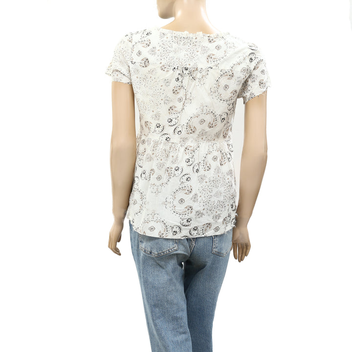 Odd Molly Anthropologie 花卉印花荷叶边衬衫上衣 S-1