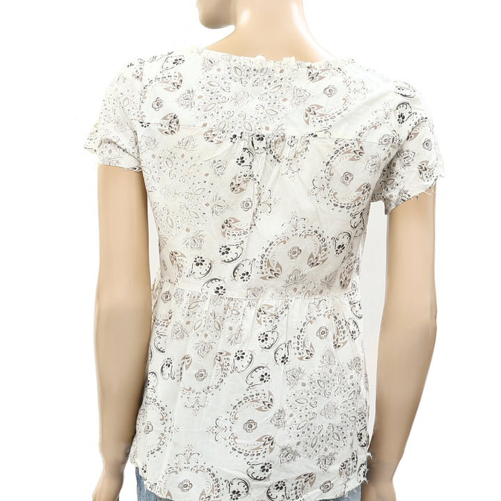 Odd Molly Anthropologie 花卉印花荷叶边衬衫上衣 S-1