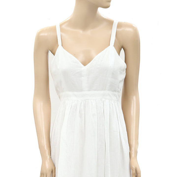 The Great Solid White Ruffle Midi Dress