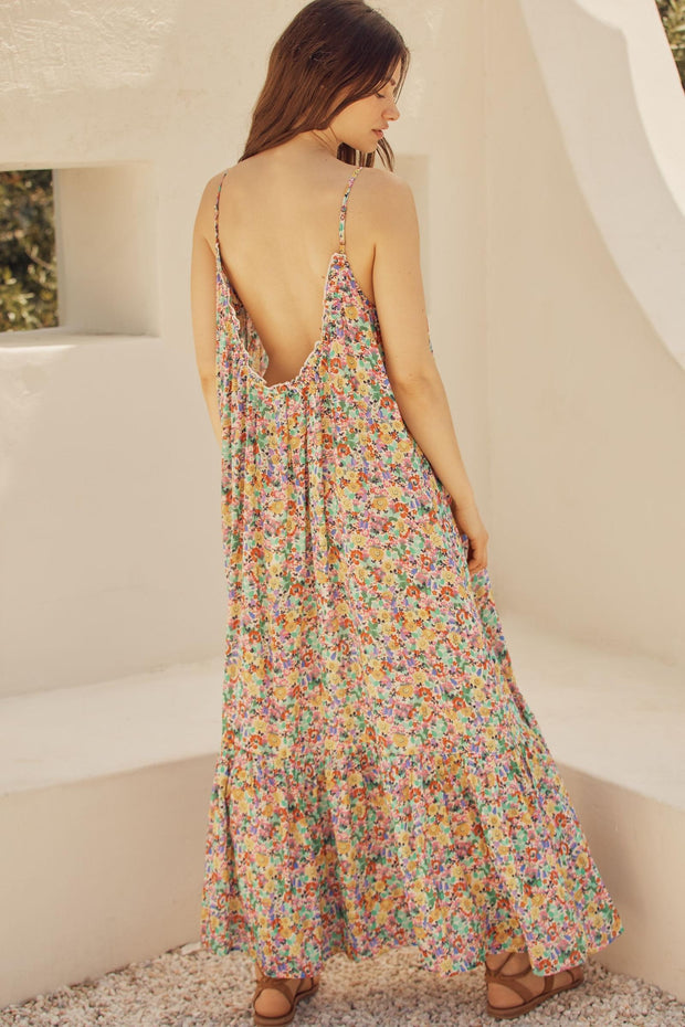 By Anthropologie The Malika Printed Slip Maxi Dress