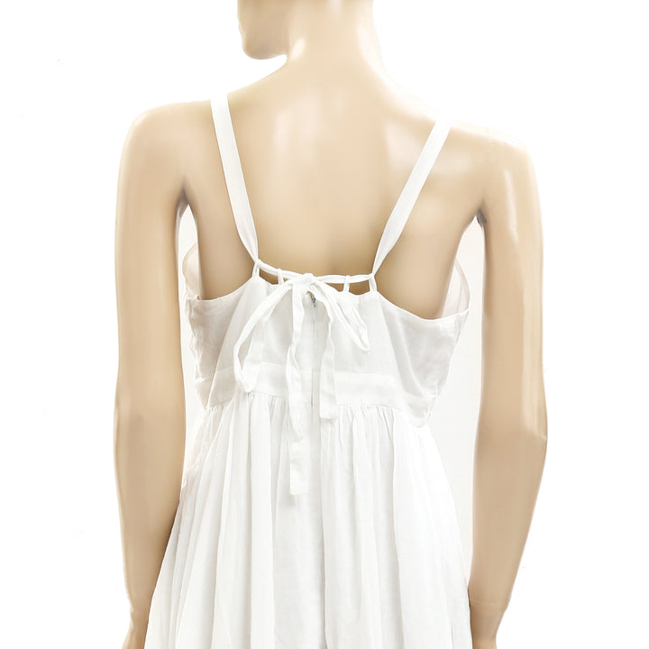 The Great Solid White Ruffle Midi Dress