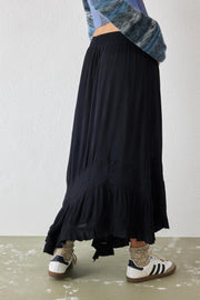 Urban Outfitters UO Black Crinkle Asymmetrical Prairie Maxi Skirt S