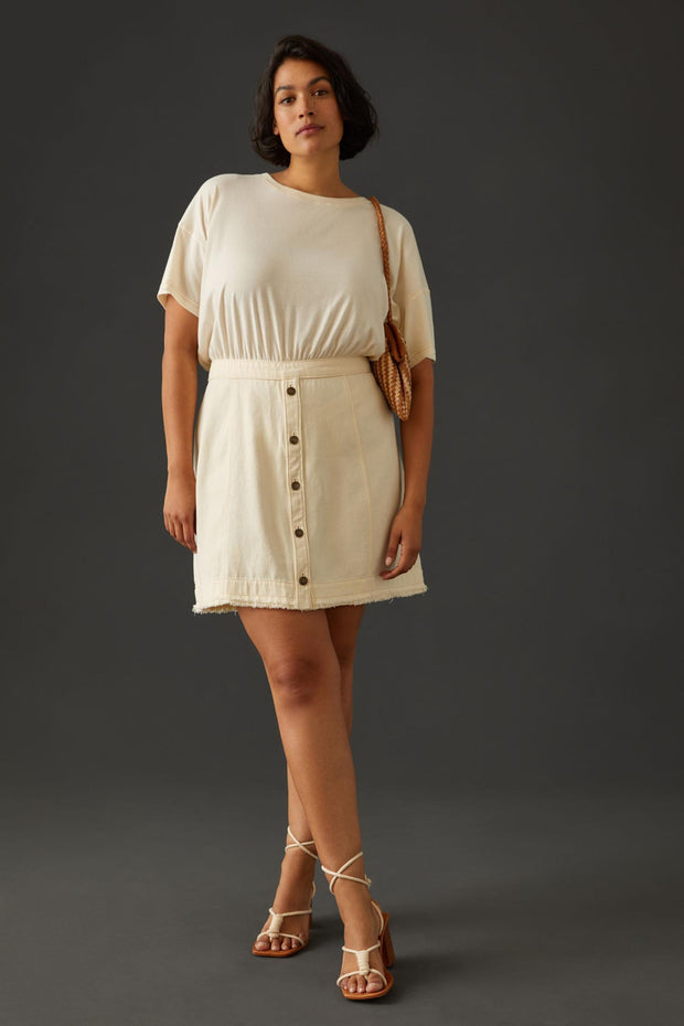Pilcro Anthropologie Denim Skirt & Knit Tee Twofer Mini Dress