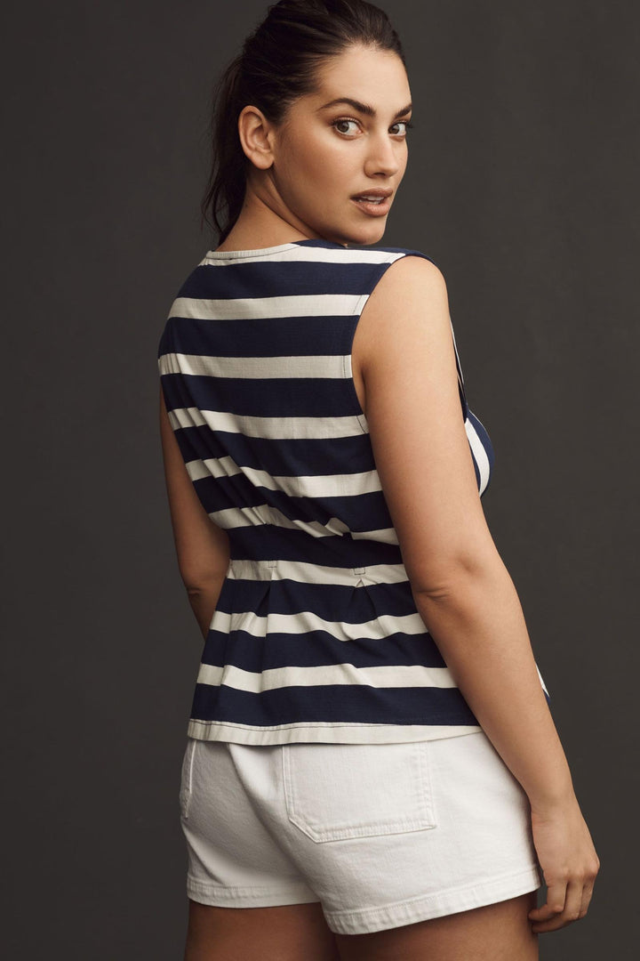 Anthropologie Maeve Sleeveless V-Neck Corset Blouse Tank Top